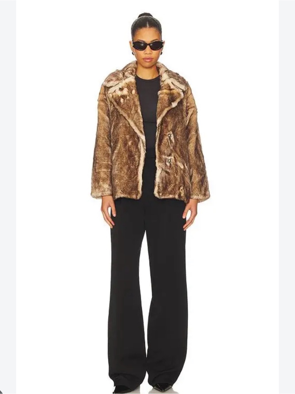 Rita by jakke Plush Faux Fur Teddy Jacket in Brown